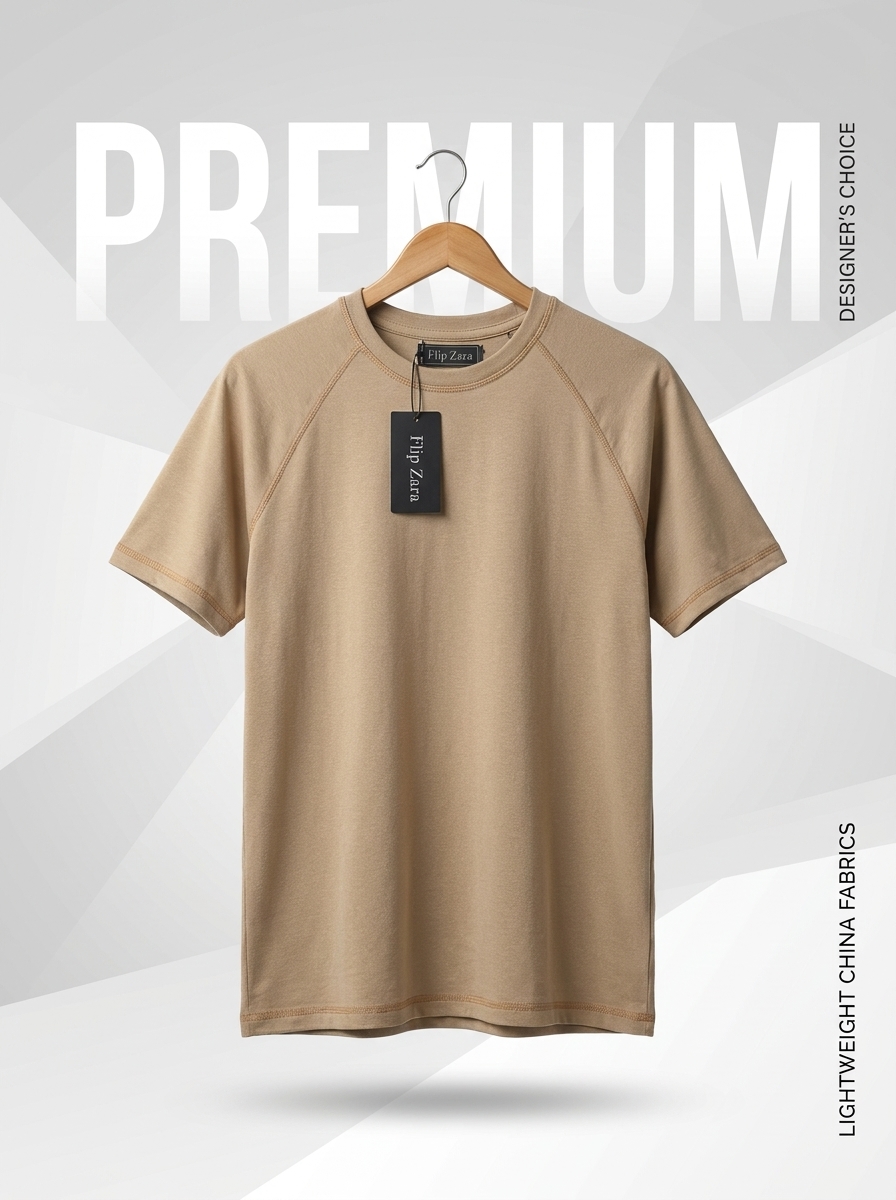 FlipZara Premium Lightweight T-Shirt - Beige Brown